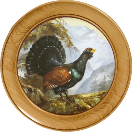 Auerhahn02 - gedrechselte Schützenscheibe 3 cm dick, Echtholz, Leimholz Buche, Ehrenscheibe, zum Beschuß geeignet.