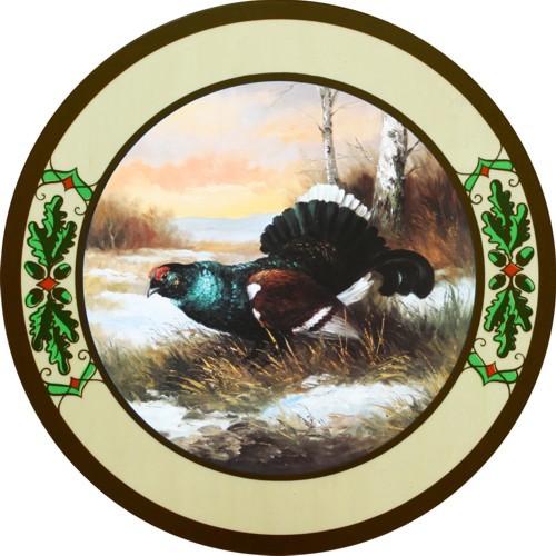 Auerhahn Eichenlaub, Schützenscheibe-Ehrenscheibe, Multiplex, Echtholz, Buche, Ehrenscheibe, Beschußscheibe.