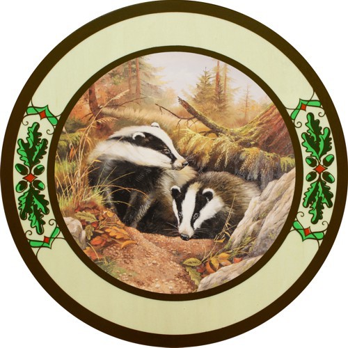 Dachs - Eichenlaub, Schützenscheibe-Ehrenscheibe, Multiplex, Echtholz, Buche, Ehrenscheibe, zum Beschuß geeignet.