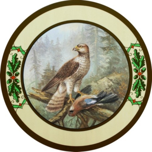 Schützenscheibe "Falke mit Eichelhäher", Ehrenscheibe, Schießscheibe – 30/40/50 cm