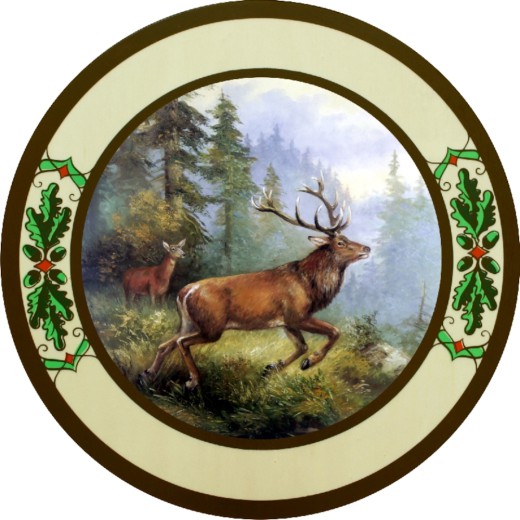 Springender Hirsch - Schützenscheibe Eichenlaub Buche – 30/40/50 cm