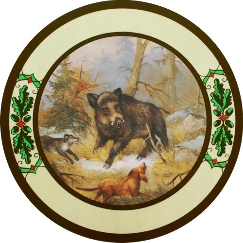 Wildsau Eichenlaub, Schützenscheibe-Ehrenscheibe, Multiplex, Echtholz, Buche, Ehrenscheibe, zum Beschuß geeignet.